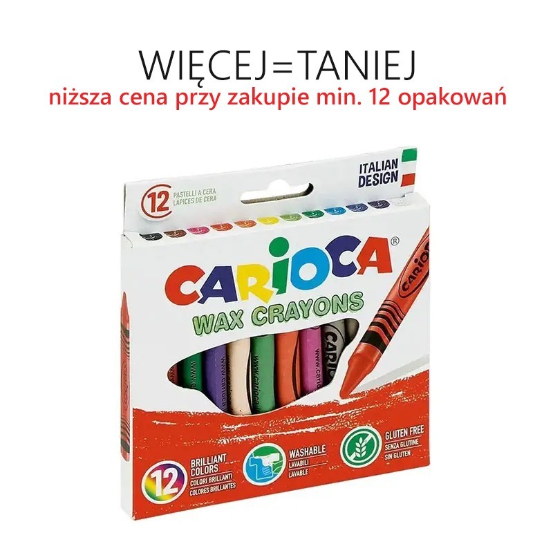 Kredki świecowe 12 kolorów, okrągłe Carioca