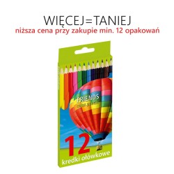 Kredki sześciokątne 12 kolorów, ołówkowe