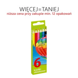 Kredki sześciokątne 6 kolorów, ołówkowe