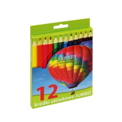 Kredki sześciokątne 12 kolorów, ołówkowe JUMBO - GRUBE