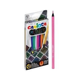 Kredki sześciokątne 12 kolorów, ołówkowe METALICZNE