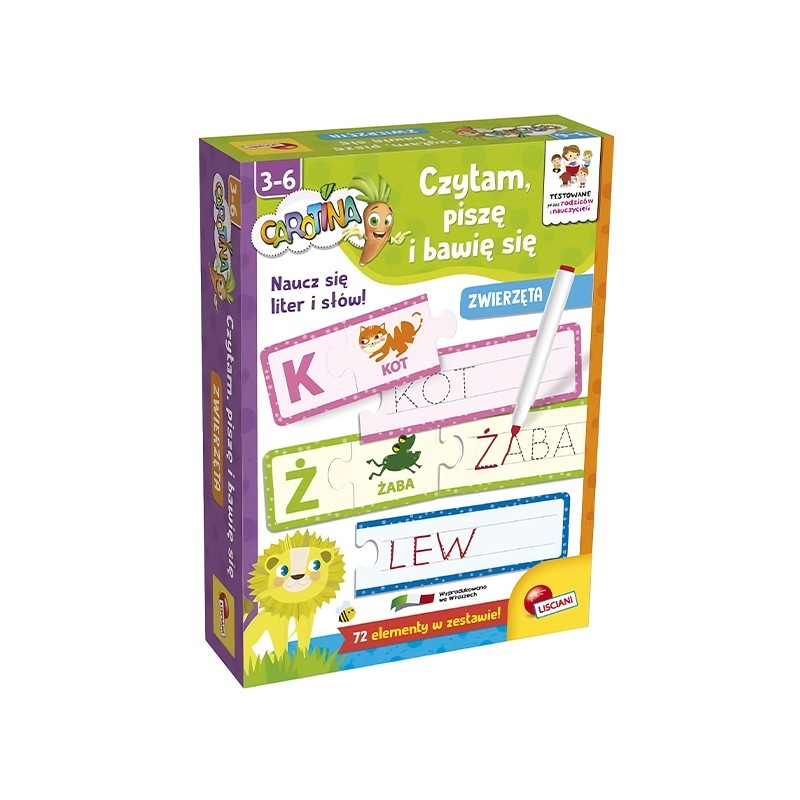 Carotina - Czytam, piszę i bawię się: zwierzęta - nauka liter i pisania