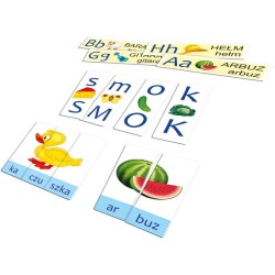 Litery, sylaby, wyrazy. Układanka edukacyjna