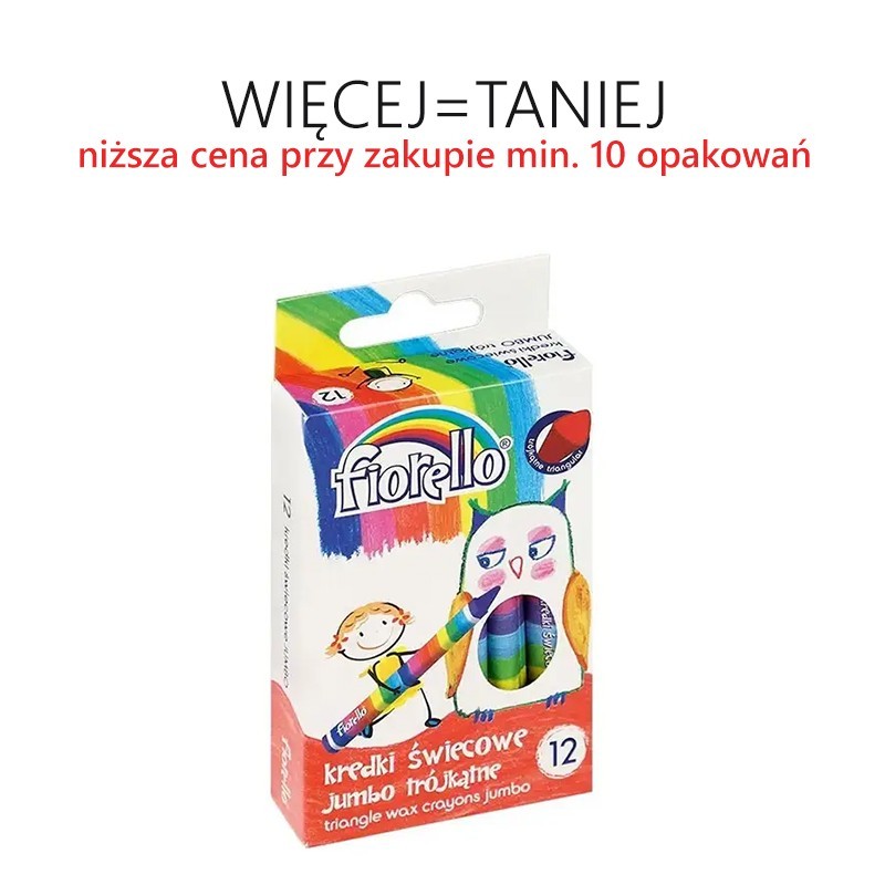 Kredki świecowe 12 kolorów, TRÓJKĄTNE Fiorello