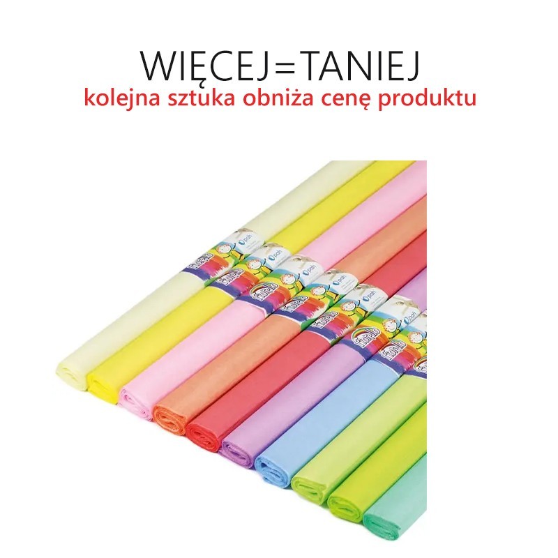 Bibuła marszczona mix kolorów pastelowych 200 x 50 cm (10 rolek)