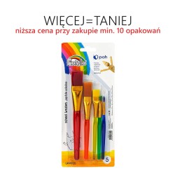 Pędzle nylonowe - kolorowe, 5 szt. SZKOLNE