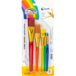Pędzle nylonowe - kolorowe, 5 szt. SZKOLNE