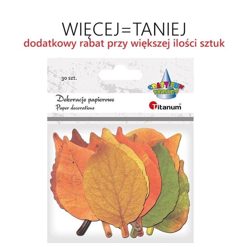 Dekoracja jednostronna - Liście kartonowe mix 30 sztuk