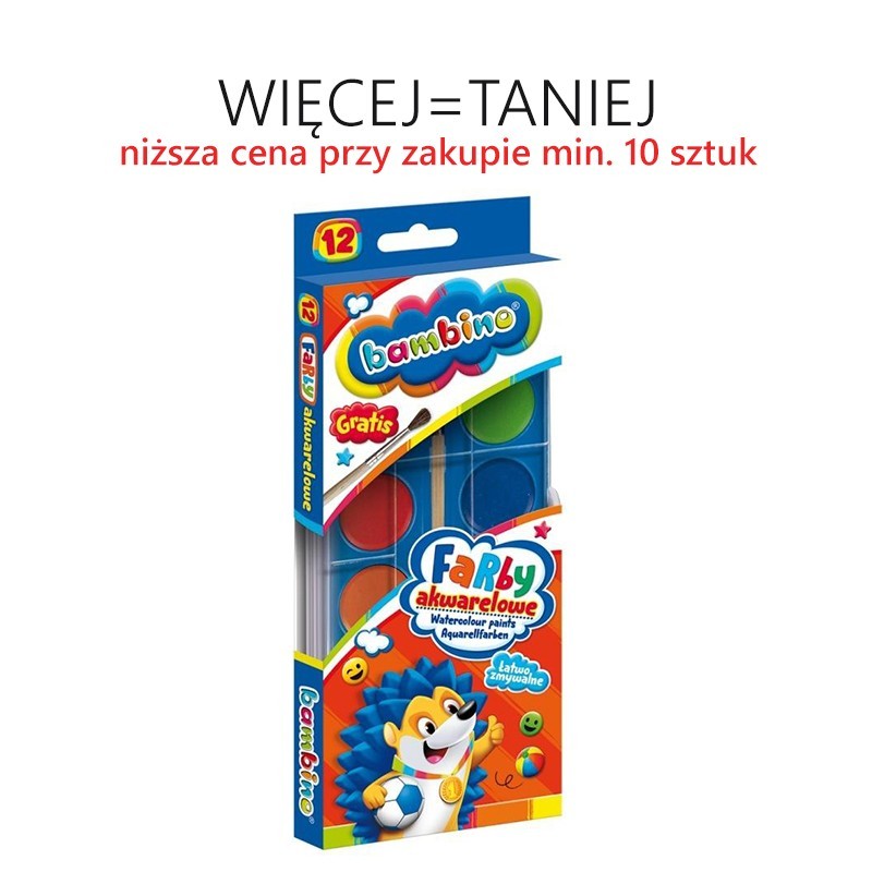 Farby akwarelowe 12 kolorów BAMBINO