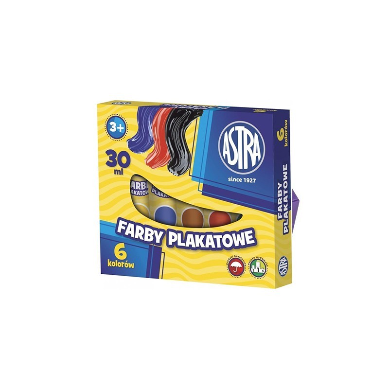 Farby plakatowe 6 kolorów/30 ml TUBY ASTRA