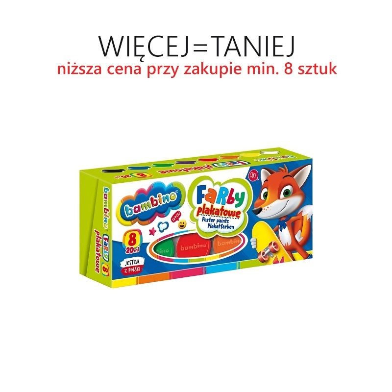 Farby plakatowe 8 kolorów/20 ml BAMBINO