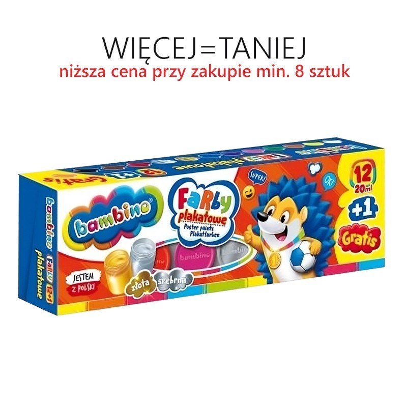 Farby plakatowe 12 kolorów/20 ml BAMBINO