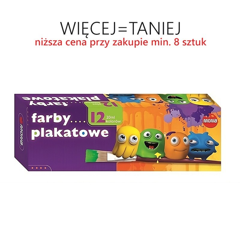 Farby plakatowe 12 kolorów/20 ml MONA