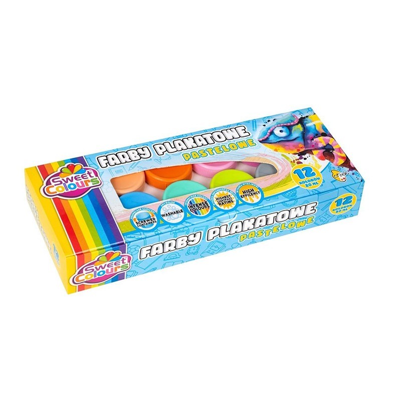 Farby plakatowe PASTELOWE 12 kolorów/20 ml