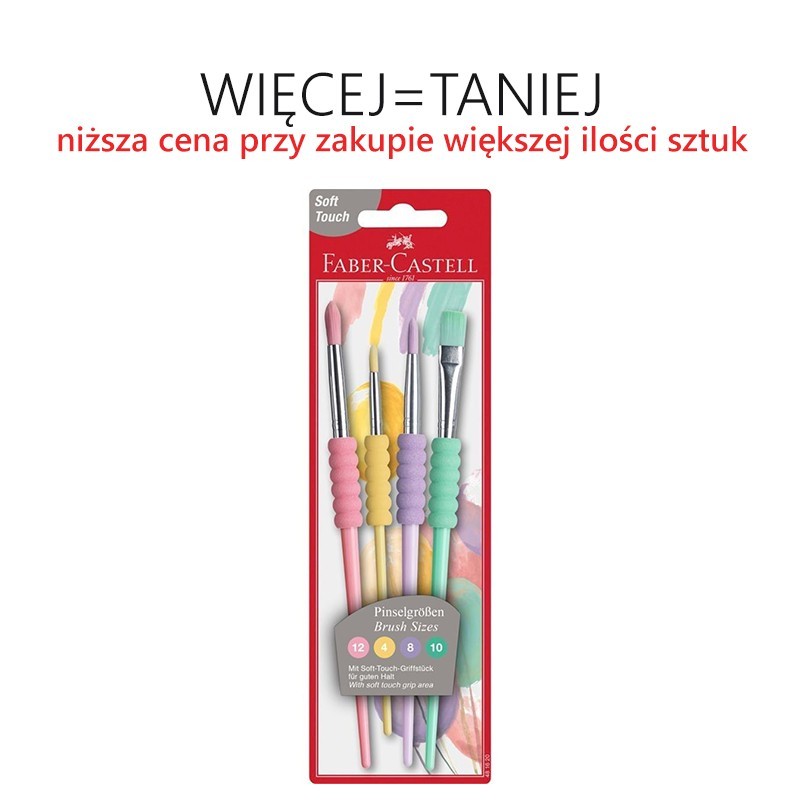 Pędzle szkolne z nakładką - kolory pastelowe 4 szt.