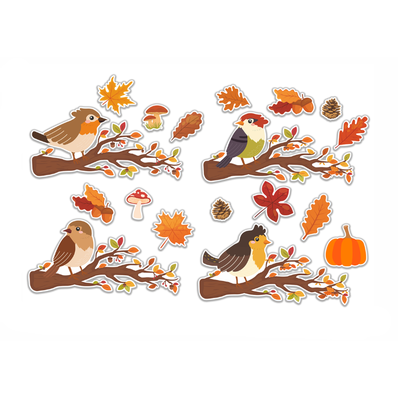 Dekoracja dwustronna - Ptaszki na gałęzi 14 elementów