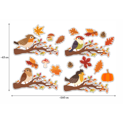 Dekoracja dwustronna - Ptaszki na gałęzi 14 elementów