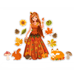 Dekoracja dwustronna - Pani Jesień 13 elementów