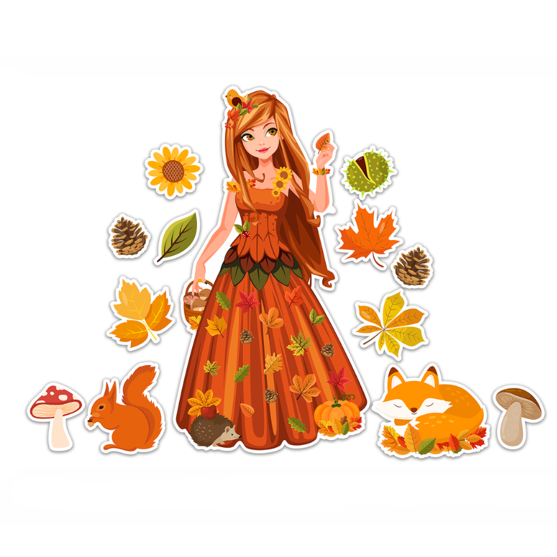 Dekoracja dwustronna - Pani Jesień 13 elementów