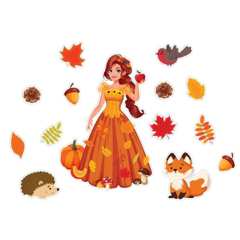 Dekoracja dwustronna - Pani Jesień 14 elementów