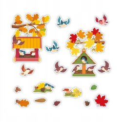 Dekoracja dwustronna - Karmniki na gałęzi 17 elementów