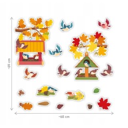 Dekoracja dwustronna - Karmniki na gałęzi 17 elementów