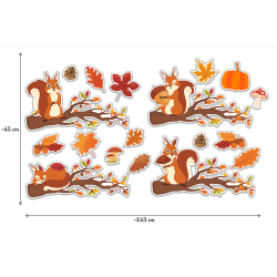 Dekoracja dwustronna - Wiewiórki na gałęzi 14 elementów