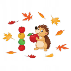 Dekoracja dwustronna - Jeżyk z jabłkiem 12 elementów