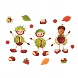 Dekoracja dwustronna - Kasztanowe ludziki 15 elementów