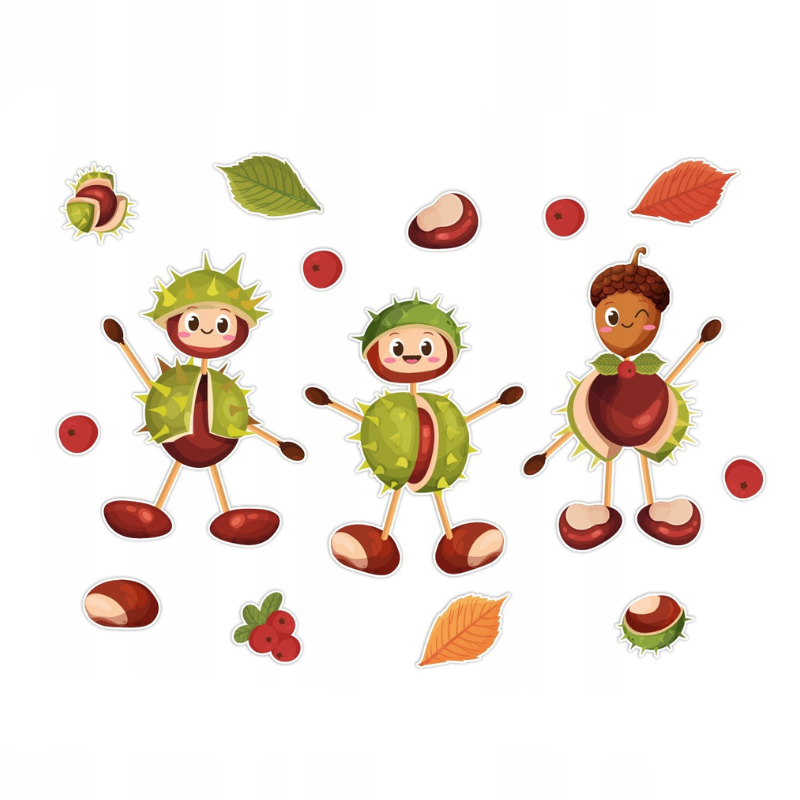 Dekoracja dwustronna - Kasztanowe ludziki 15 elementów