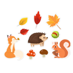 Dekoracja jednostronna - Leśne zwierzątka 10 elementów