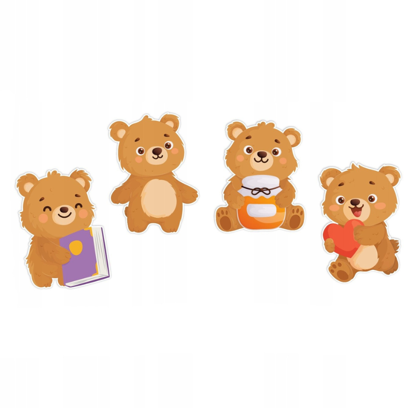 Dekoracja dwustronna - Pluszowe Misie 4 elementy