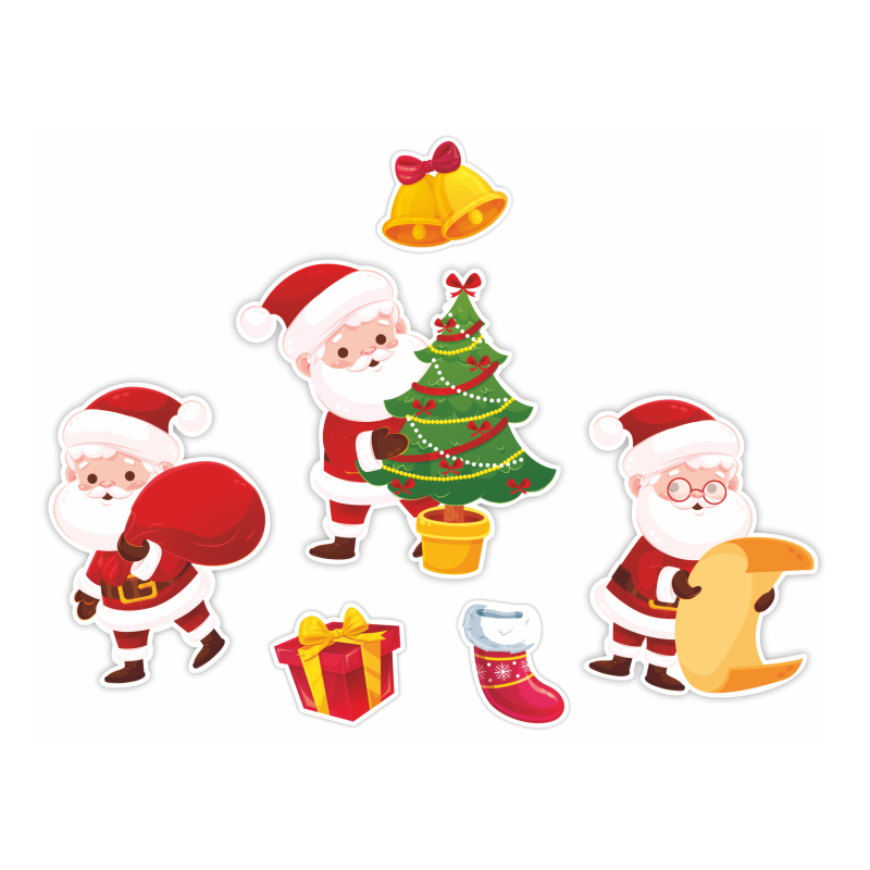 Dekoracja dwustronna - Duże Mikołaje 6 elementów