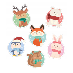 Dekoracja jednostronna - Zimowe zwierzaki 6 elementów