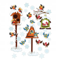 Dekoracja dwustronna - Karmniki + ptaszki 35 elementów