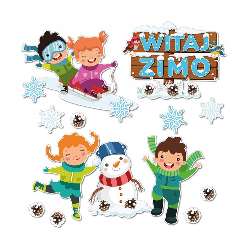 Dekoracja jednostronna - Witaj Zimo 15 elementów