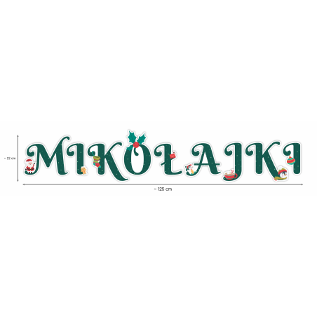 Dekoracja jednostronna - Mikołajki 9 elementów