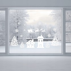 Dekoracja ażurowa - Zimowy krajobraz 21 elementów