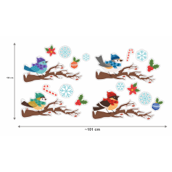 Dekoracja dwustronna - Zimowe ptaszki na gałęzi 18 elementów Dekoracja dwustronna - Zimowe ptaszki na gałęzi 18 elementów