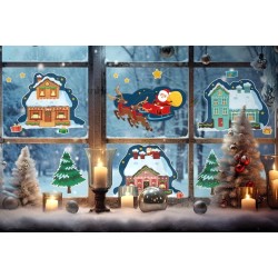 Dekoracja dwustronna - Zimowe domki 18 elementów Dekoracja dwustronna - Zimowe domki 18 elementów