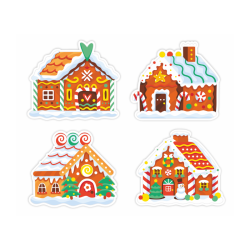 Dekoracja dwustronna - Piernikowe domki 4 elementy
