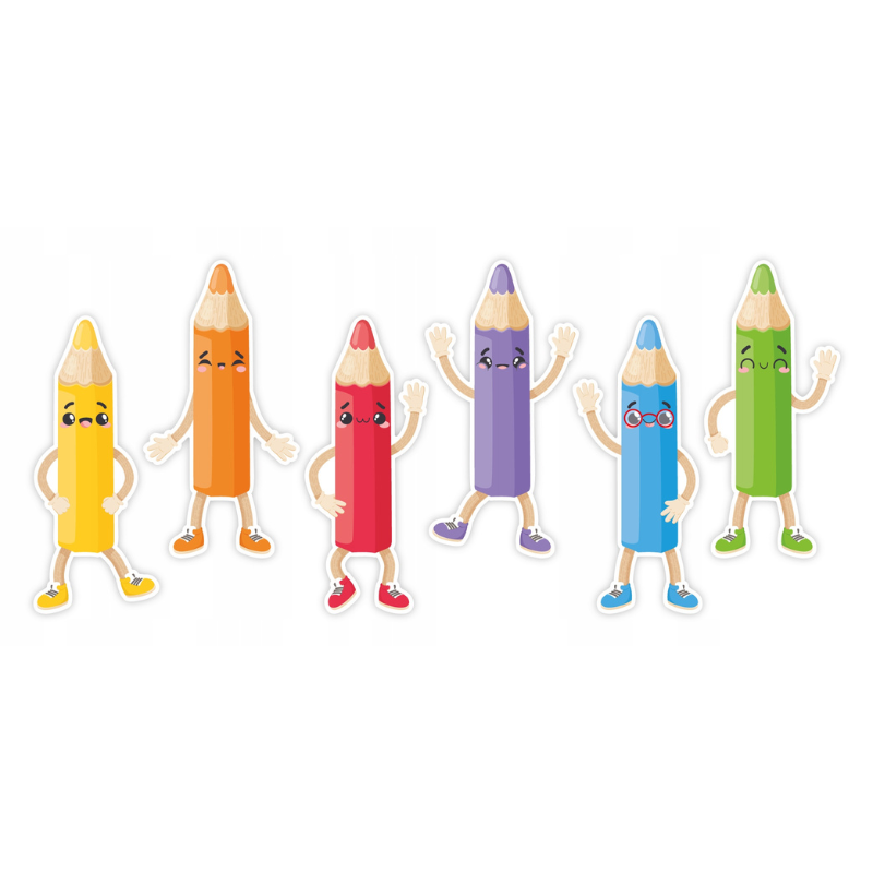 Dekoracja dwustronna - Wesołe kredki 6 elementów