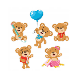 Dekoracja dwustronna - Pluszowe Misie 5 elementów