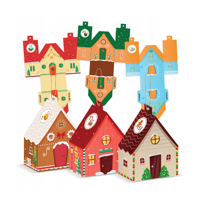 Kalendarz adwentowy - domki świąteczne 24 elementy
