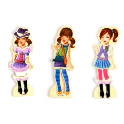 Drewniane puzzle magnetyczne - stylizacje modelki