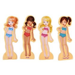 Drewniane puzzle magnetyczne - stylizacje modelki