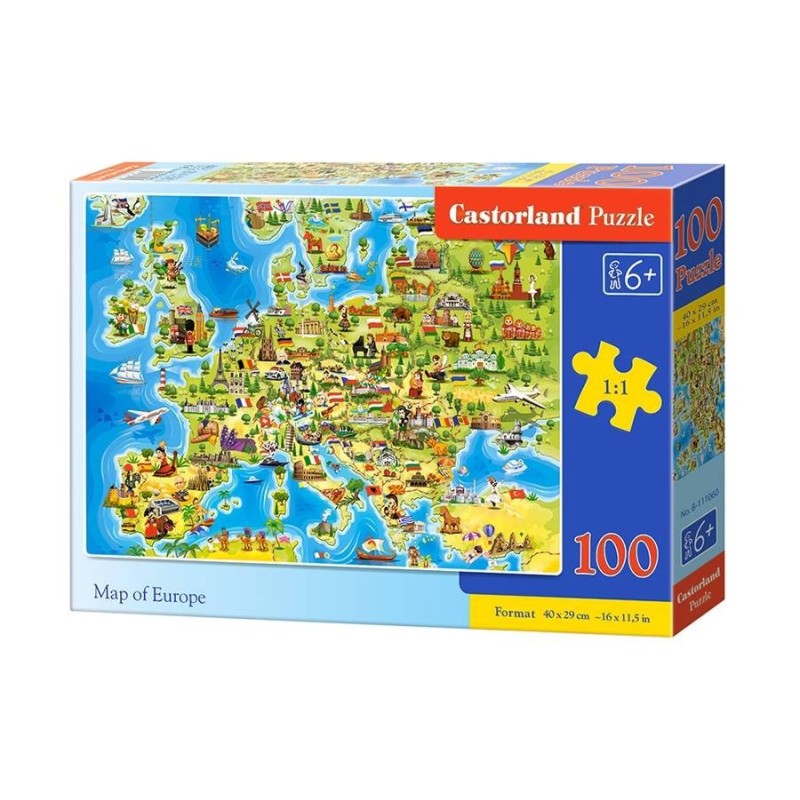 Puzzle 100 el. 40 x 29 cm MAPA EUROPY