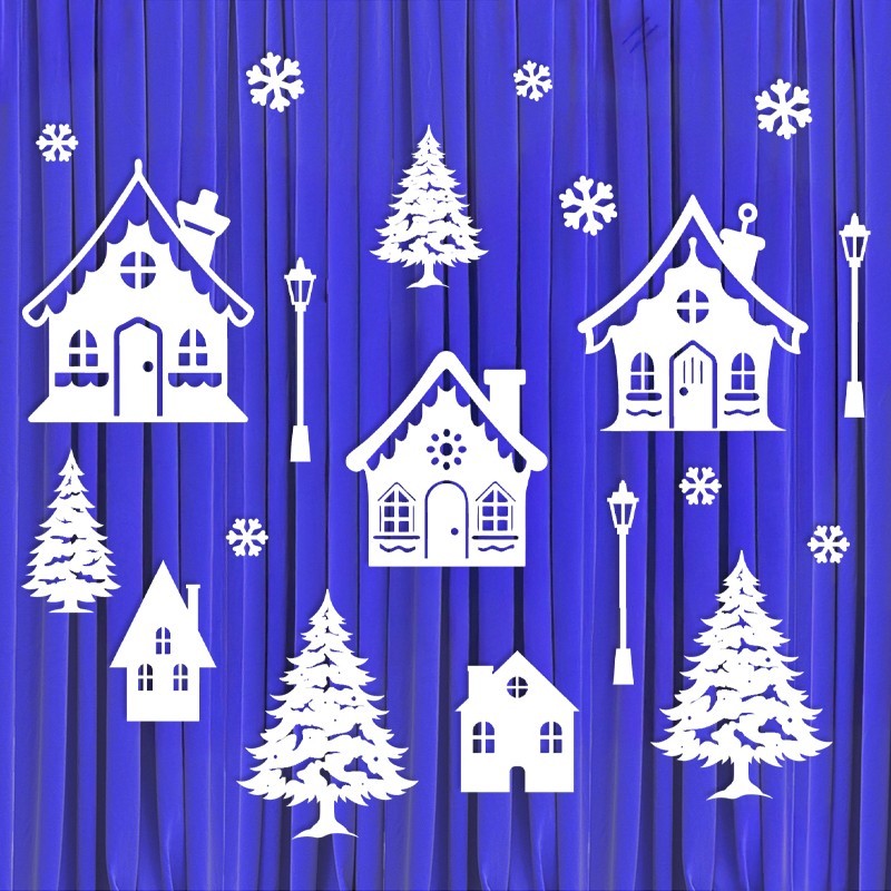 Dekoracja ażurowa - Zimowe miasteczko 20 elementów
