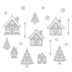 Dekoracja ażurowa - Zimowe miasteczko 20 elementów