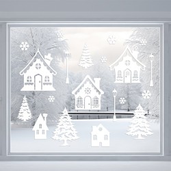 Dekoracja ażurowa - Zimowe miasteczko 20 elementów